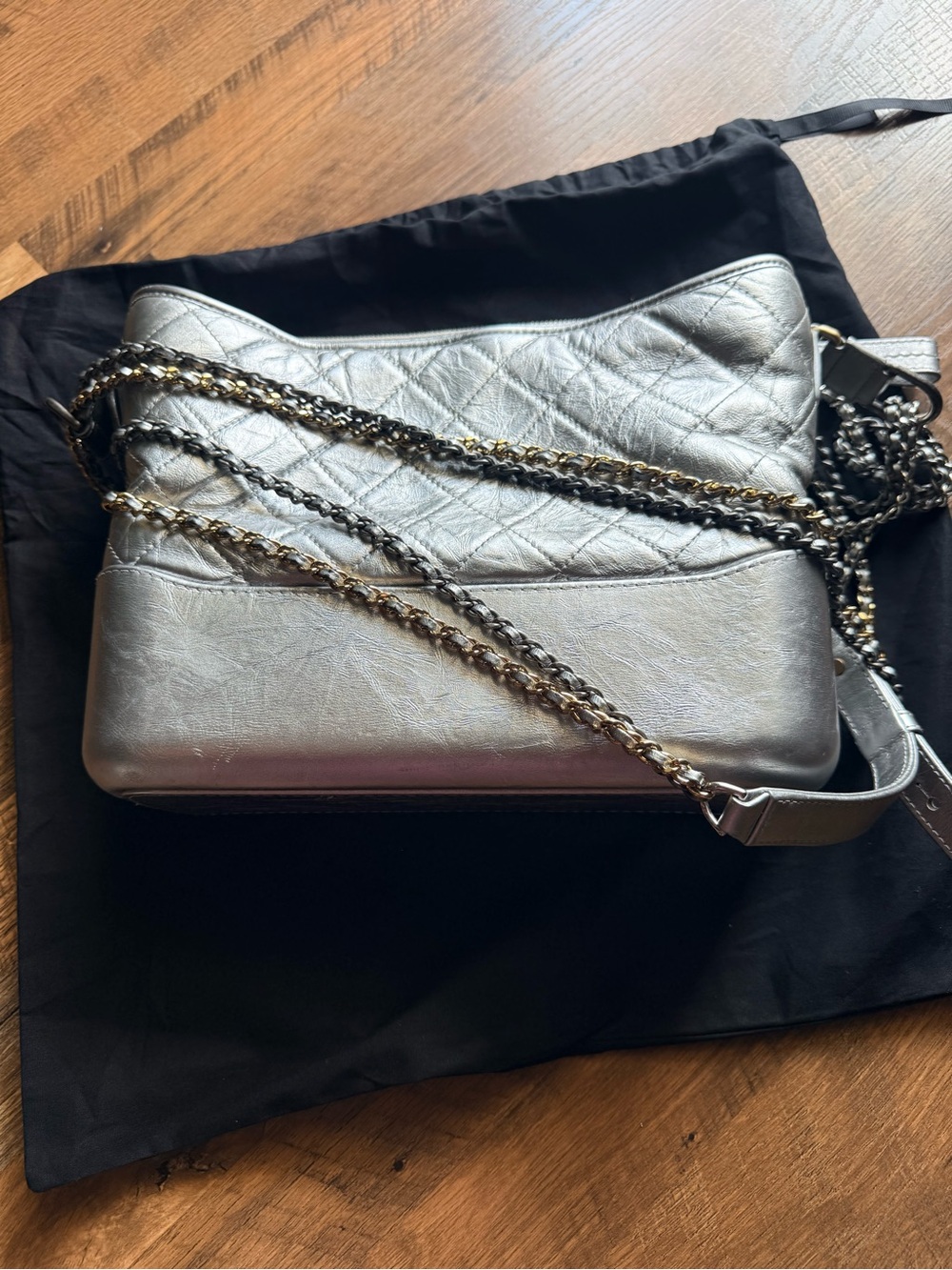 Chanel Gabrielle Medium Silver Shoulder Bag